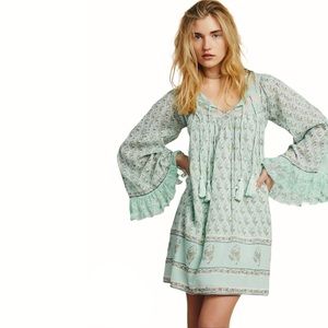 Free People Nomad Lace Inset Boho Dress Green S
